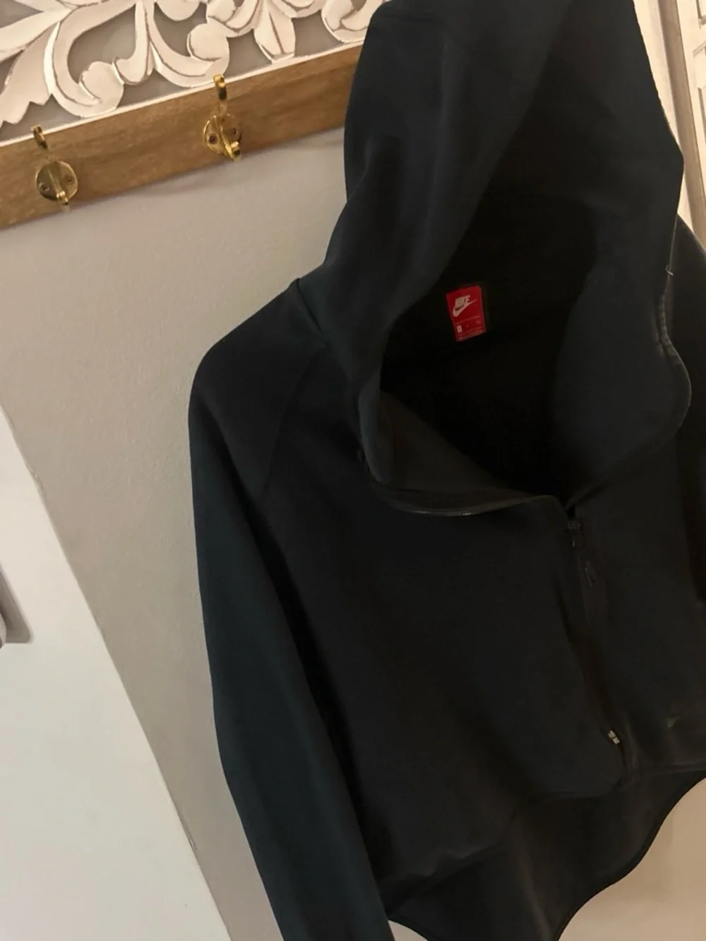 Nike Black Hooded Full-Zip Bomber Jacket